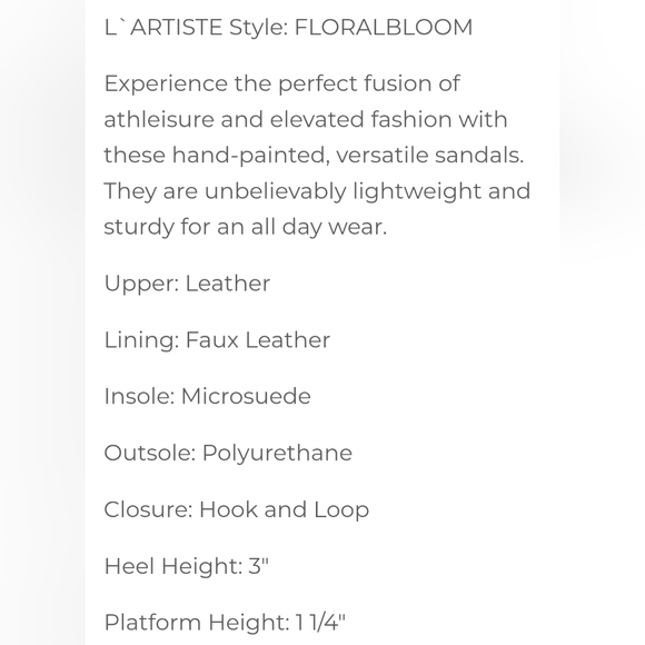 L'ARTISTE* Spring Step Floral Bloom painted wedge heel sandals velcro close sz 8 - Picture 5 of 17